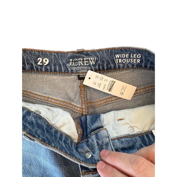 NWT J.Crew Wide-Leg Trouser Jeans Size 29 Chambray Blue High Rise 5-Pocket Style - Picture 3 of 10